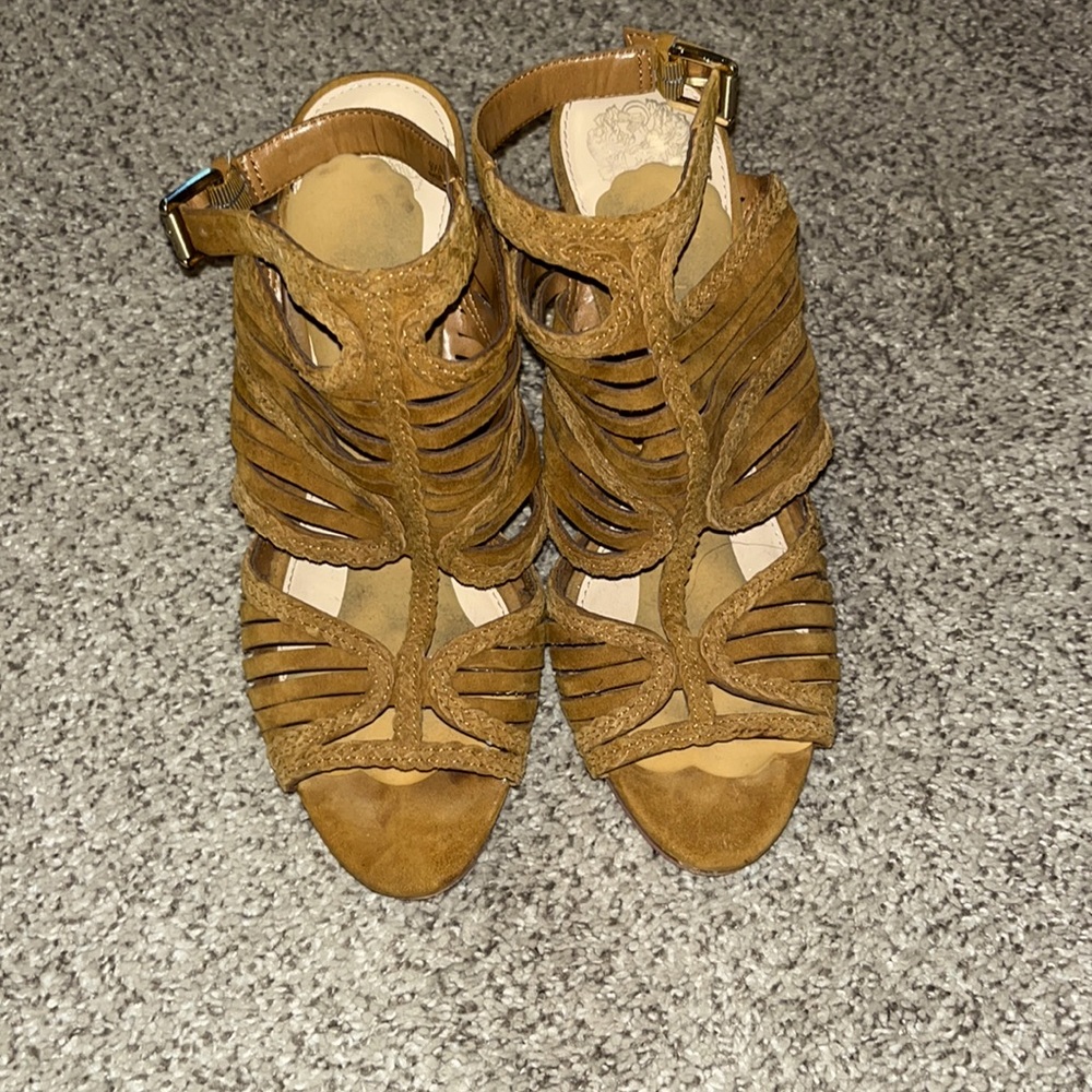 Vince Camuto Light Brown Suede Wedge Sandals